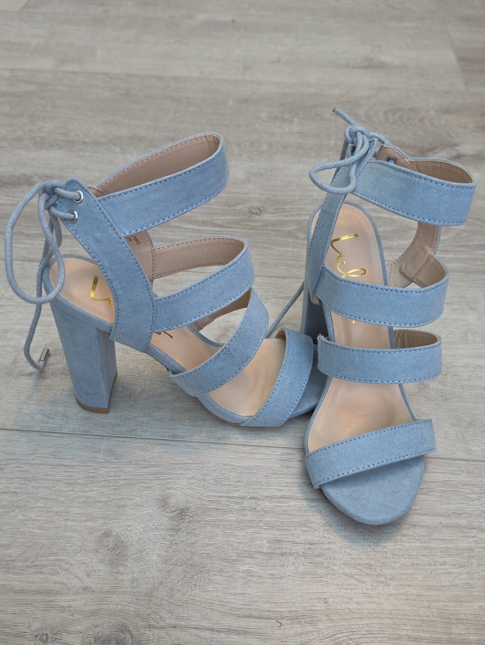 Lulus Lace-Up Strappy Block Heel Sandals - Light Blue